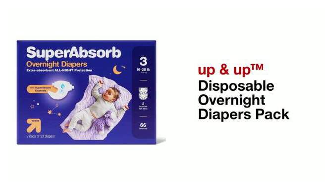 Disposable Overnight Diapers Pack - up & up™, 2 of 11, play video
