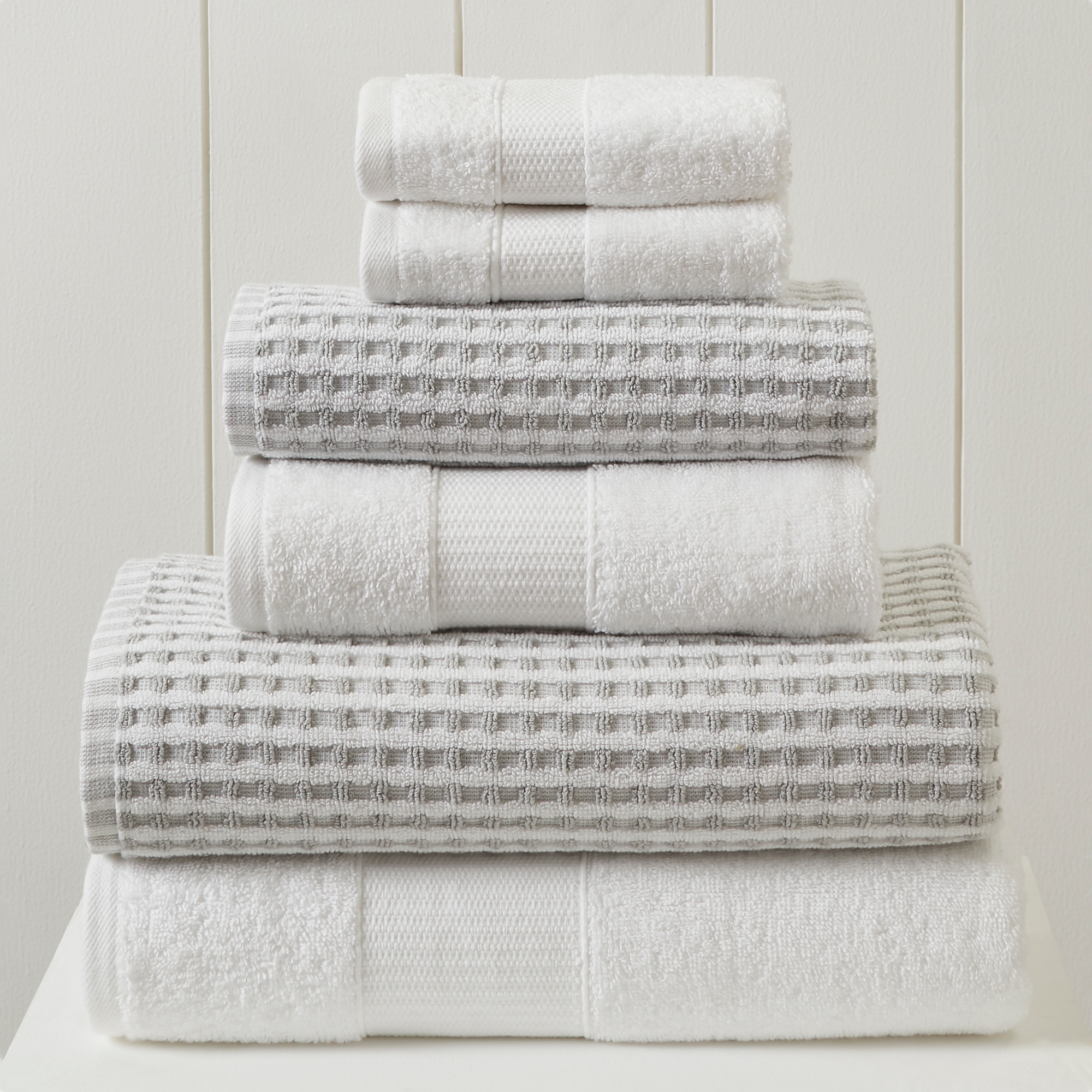 Modern Threads Cobblestone 6-pc 100% Cotton Jacquard Towel Set, White