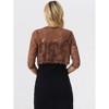Allegra K Women's Elegant 3/4 Sleeve Sheer Floral Lace Cropped Bolero Shrugs - 4 of 4