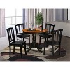 HomeStock 5-Piece Black Finish Solid Wood Top Dining table with 4 Chairs with Slat Back - 2 of 4
