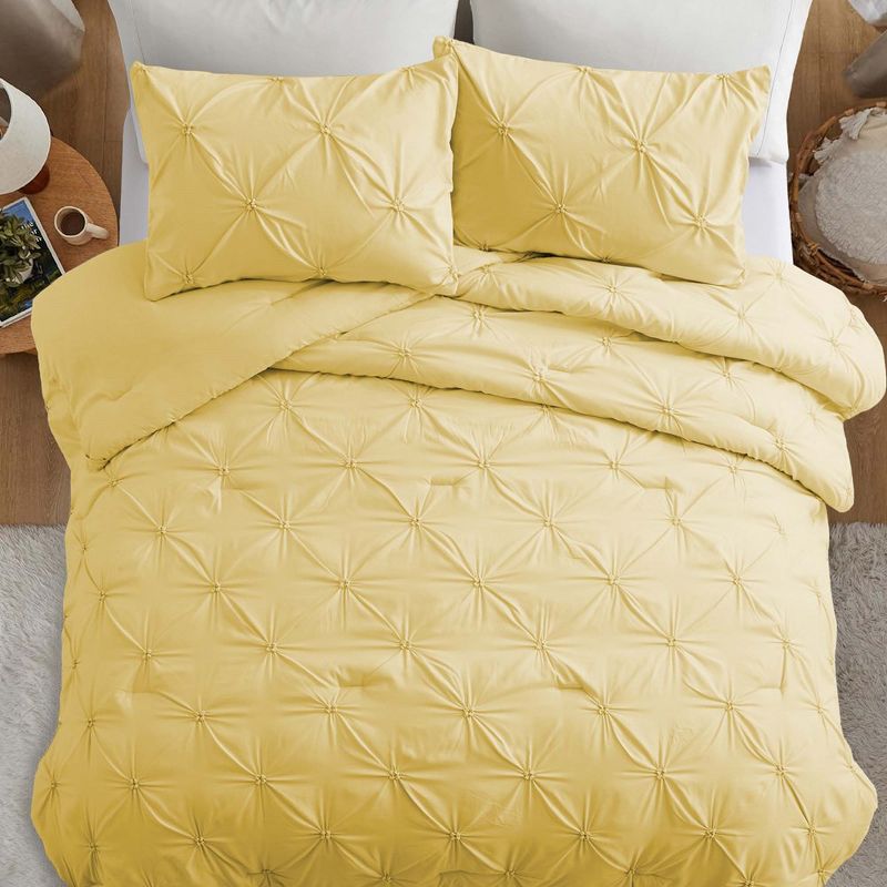Peace Nest Pintuck Comforter Set, Bedding Set for All Season, Comforter and Pillowcases Set, Yellow, 3 of 7