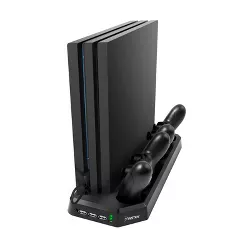 Insten Charging Station Stand with Cooling Fan for Sony PS4 Pro Console, Dual Charger & Dock for PlayStation 4 Pro Controllers Accessories