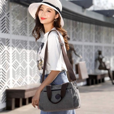 BEAFUP Hobo Handbags:Canvas Crossbody Bag with Multi-Compartment Design for Women, Medium Satchel with Vintage Charm