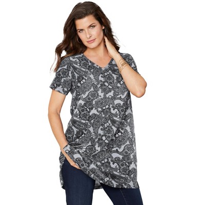 Roaman's Women's Plus Size Short-sleeve V-neck Ultimate Tunic - L ...