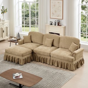 AENKYO Oversized Modular Sofa Set with Removable Ruffles & Ottoman, Large Seater, Deep Seat Corner Sofa with Chenille Fabric for Office, Living Room - 1 of 4