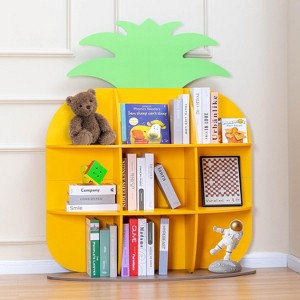9-Cube Book Shelf and Toy Storage Organizer, Pineapple Shaped Kids Bookcases for Nursery, Playroom, Bedroom - 1 of 4