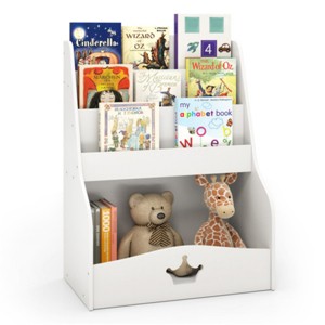 TopComfy Decorative Bookshelf Kids 3 Tier Bookshelf Toy Storage With Open Compartment Hidden Back Space for Living Room, White, 25.98"*15.75"*7.87" - 1 of 4