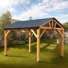 Modern Carport Pavilion Gazebo, All Weather Brotected Steel Roof, Patio Gazebo with Hard Top Steel Metal Roof and Wooden Frame-Coolbibila - 2 of 4