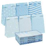 Sparkle and Bash 36 Pack Goodie Gifts Bags, Party Favors Paper Treat Bags with Stickers for Boys Baby Shower & Kids Birthday, Blue 5.5x9x3.15 In