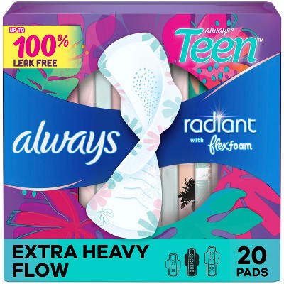 Always Radiant Size 3 Teen Unscented Pads - Extra Heavy - 20ct