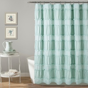 Nova Ruffle Shower Curtain Blue - Lush Décor