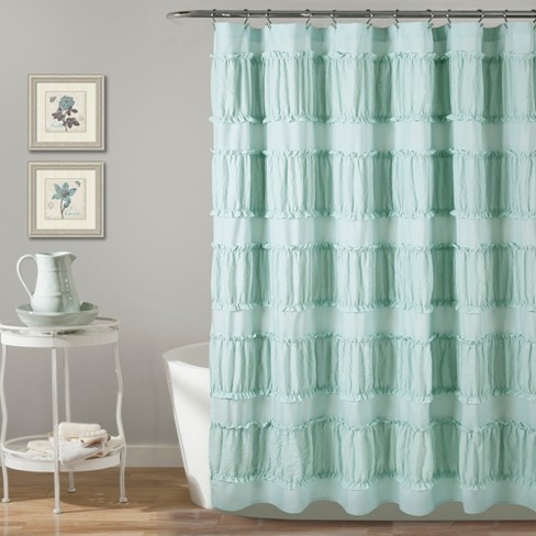 Ruffle Fabric  Shower Curtain  Assorted Color 