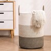 Cheer Collection Large Cotton Rope Laundry Hamper with Handles – Tall Woven Basket for Clothes, Toys, Blankets - 2 of 4