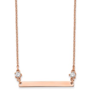 Chisel Stainless Steel Polished Rose IP-plated Bar with Cubic Zirconia Stars on a 16" Cable Chain Necklace - 1 of 1