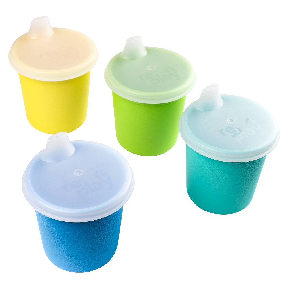 Photos - Glass Re-Play 6oz Tiny Tumbler with Snap-on Training Lids - 4pk