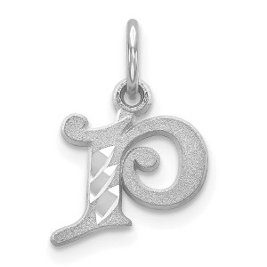 Black Bow Jewelry 14k White Gold, Isabelle Collection, Mini Letter P Initial Charm - 1 of 4