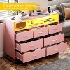 coucheta 7 Drawers Dresser for Bedroom, Modern Wide Chest of Drawers with Led Lights and Charging Station, Large Capacity Storage, for Living Room - 3 of 4
