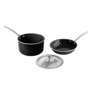 Nordic Ware Basalt 3 Piece 8 Inch Sauté Skillet and 3 Qt Sauce Pan with Lid - 1 of 4