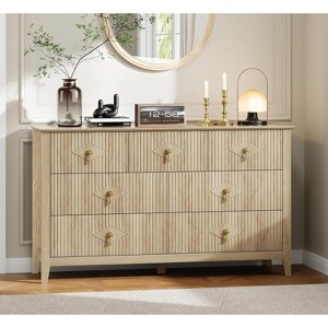 Modern Fluted Dresser, 3/5/6/7 Drawer Wood Dresser for Bedroom, Modern Chest of Drawers, Storage Organizer Cabinet for Living Room, Entryway - 1 of 4