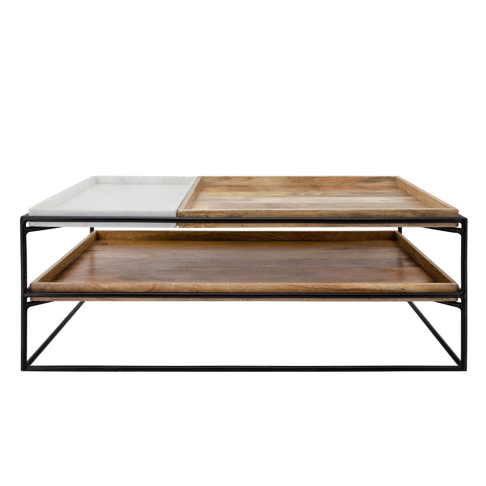 Target For 2 Layered Wood Marble Coffee Table Brown Sagebrook Home Accuweather Shop