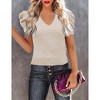 Clearlove Puff Short Sleeve Sweater for Women Tops 2025 Knit V Neck Shirt Blouses - 3 of 4