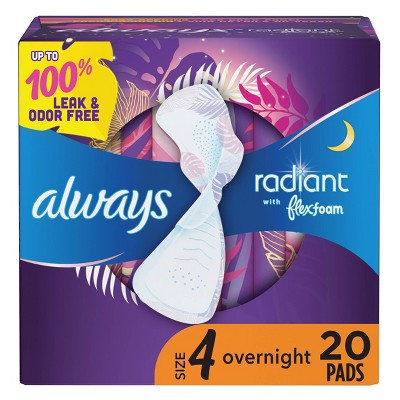 Always Radiant Overnight Sanitary Pads with Wings - Scented