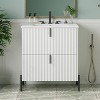KWPZQEB 30" Modern Bathroom Vanity with Ceramic Sink, Vanity Cabinet w/ 2 Full-Extension Drawers & Vertical Pulls,Fluted Design Bath Vanity Sink Combo - 2 of 4