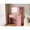 HYLEORY Vanity Desk with Mirror, Power Outlet and 10 Lights, Makeup Table with 3 Drawers,3 Color Modes Available for Bedroom - 2 of 4
