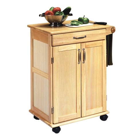  Homestyles Cuisine Kitchen Cart, Natural, Black Top