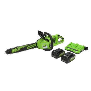 Greenworks POWERALL 16" 24V 4Ah Cordless Brushless Chainsaw Kit with 2 Batteries and Dual Port Charger