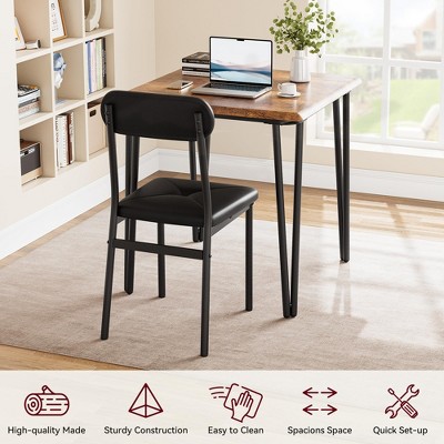 2-Person Dining Table Set, Modern Square Dining Table With 2 Upholstered Chairs