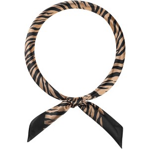 INSPIRE CHIC Women Zebra Printed Satin Large Square Silky Neck Scarves 1Pc - 1 of 4