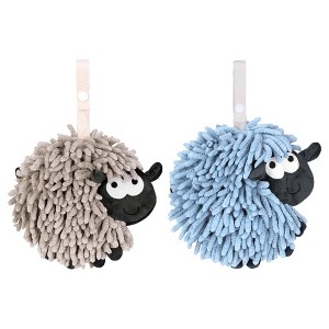 REGALWOVEN Cute Sheep Shape Chenille Soft Absorbent Hand Towels 2 Pcs - 1 of 4