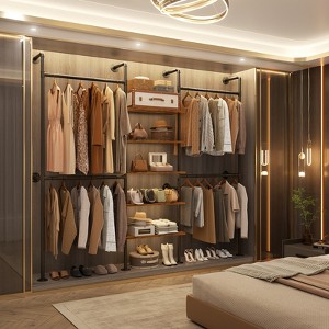 Besiost 77-In Heavy-duty Garment Rack with Storage Shelves,Pipe Closet Organizer with 4 Hanging Rods - 1 of 4