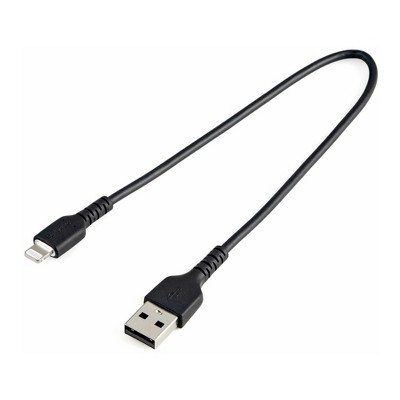 StarTech Durable USB-A to Lightning Cable (12-Inch, Black)