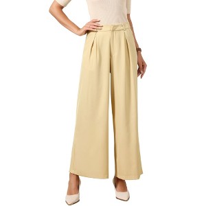 INSPIRE CHIC Women's High Waisted Business Office Work Palazzo Wide Leg Pants with Pockets - 1 of 4
