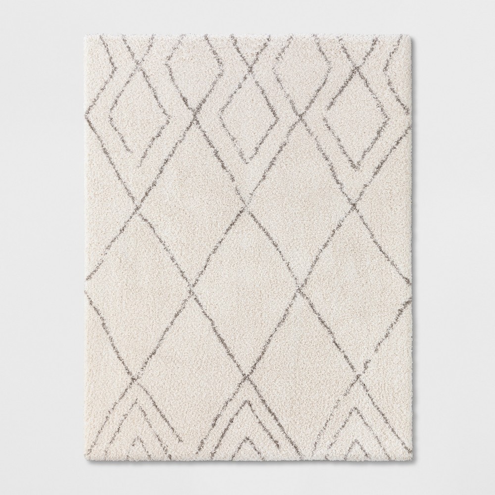 9'x12' Diamond Patterned Shag Woven Area Rug Cream - Project 62™