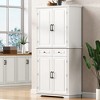 JVNOXK71 High Country Style Embossed Texture Storage Cabinet, featuring 3 pull-out storage shelves, 6 door panel shelves, and 2 drawers, white - 2 of 4