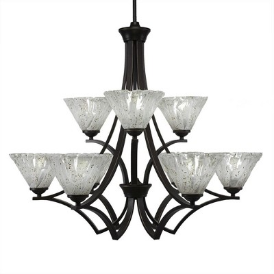 Toltec Lighting Zilo 9 - Light Chandelier in  Dark Granite with 7" Italian Ice Shade