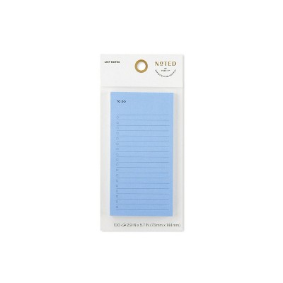 Noted by Post-it, Blue Lined Sticky Notepad: To Do List, 3x6 Inches, 100 Sheets, Uncoated Paper, Book Binding