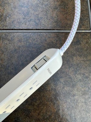 Philips 6-outlet Surge Protector With 4ft Extension Cord, White : Target