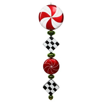 Vickerman 45" Red, Lime and Black Checkered Shiny Jumbo Finial Ornament