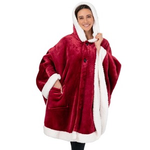 PAVILIA Angel Wrap Hooded Blanket for Women Adult, Wearable Cozy Wrap Throw Fleece Shawl Cape - 1 of 4