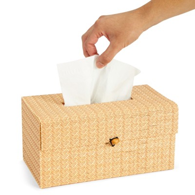 Juvale Bamboo Cane Tissue Box Cover for Home and Bathroom