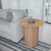 Royal Hampton 20 Inch Round Side End Table with Fluted Base, Handcrafted Mango Wood - 2 of 4
