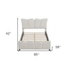 HomeRoots Beige Tufted Velvet Upholstered Full Bed Frame - 3 of 4