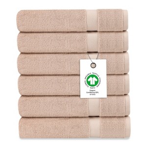 Delara 100% Organic Cotton Soft, Quick Dry & Ultra-Absorbent Wash Cloth (Pack of 6) - 1 of 4