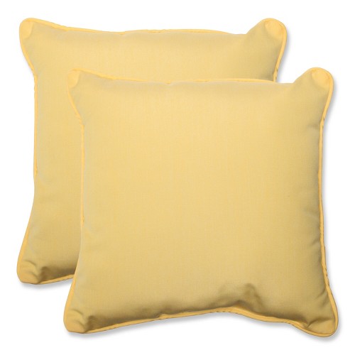 18.5"x18.5" 2pc Pillow Perfect ECOM Canvas Square Outdoor Throw Pillow Set Yellow