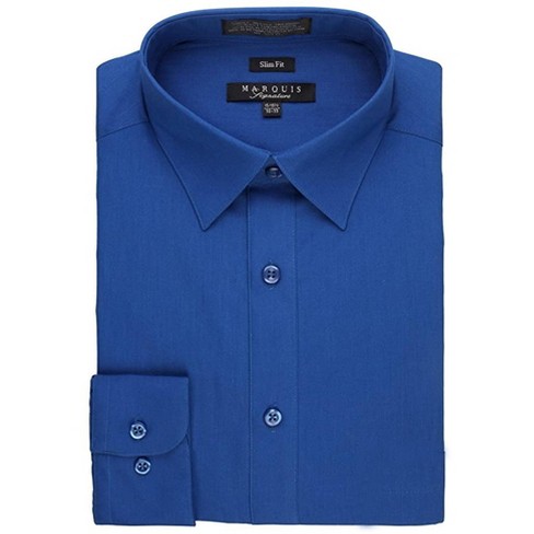 Royal blue button up best sale shirt mens