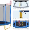 KTMBDW 5.5FT Trampoline for Kids - 65" Outdoor & Indoor Mini Toddler Trampoline with Enclosure, Basketball Hoop and Ball Included for Boys & Girls - 4 of 4